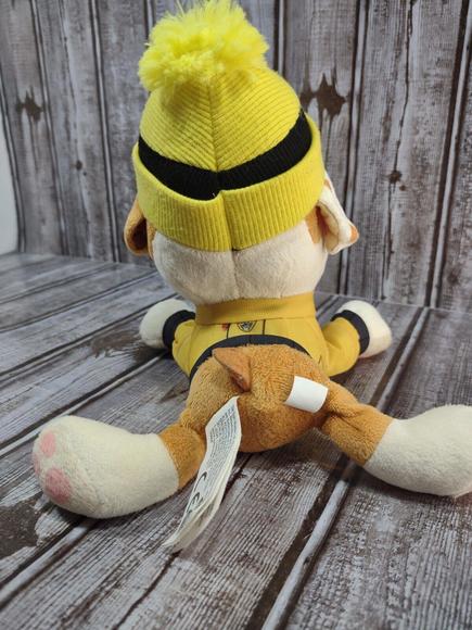 Nickelodeon, Paw Patrol Rubble 7 Inch Plush Stuffed Toy Winter Hat Cap - Picture 3 of 9